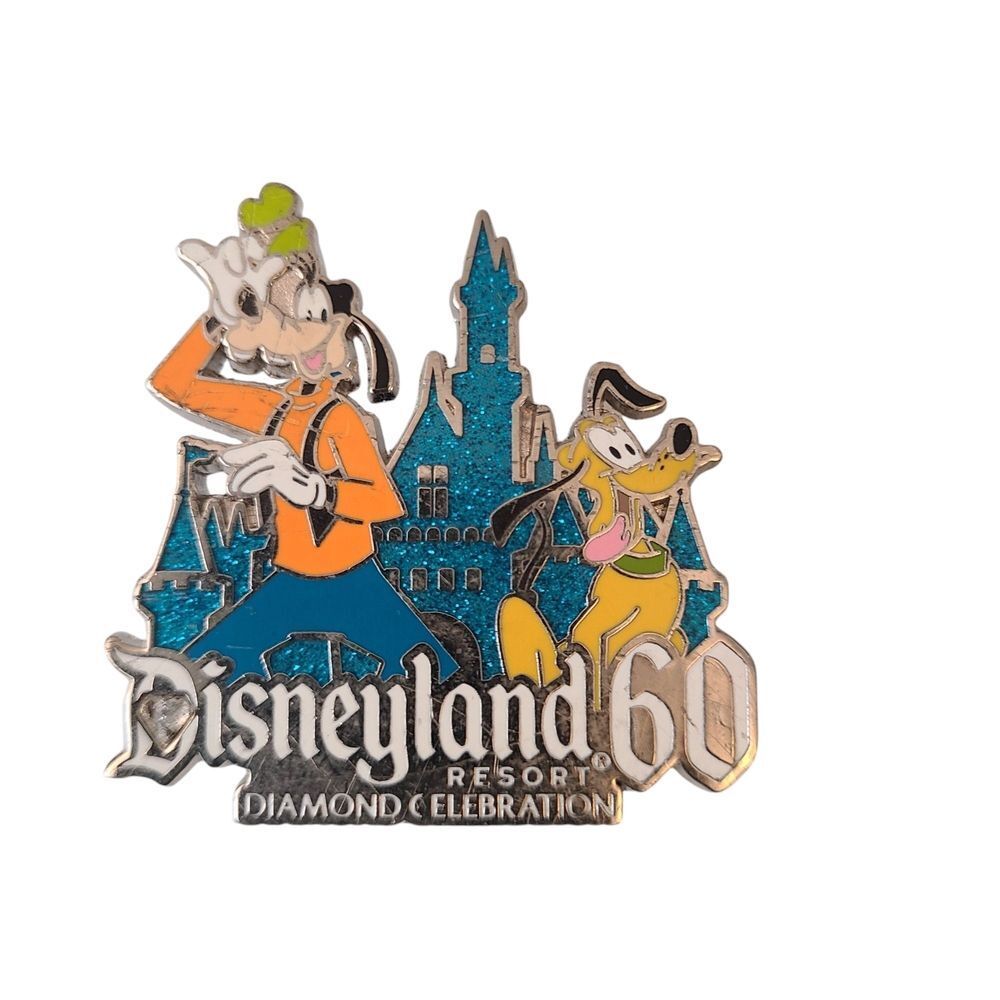 Disneyland 60th‎ Anniversary Pin Goofy Pluto Perfect Condition